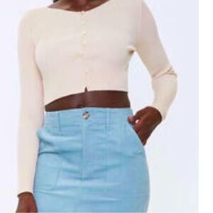 3 FOR $15 🙌🏼  Forever 21 Small Blue Corduroy Mini Skirt w Front + Back Pockets